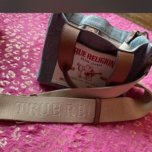 True Religion Denim and Tan Tote